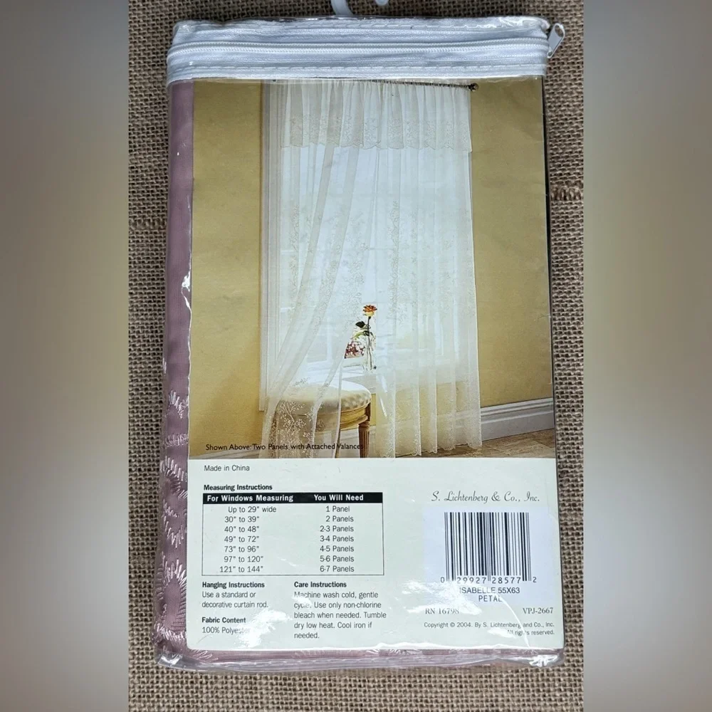 Vintage S Lichtenberg Mauve Pink Embroidered Curtain Panel Isabelle Cottage Core